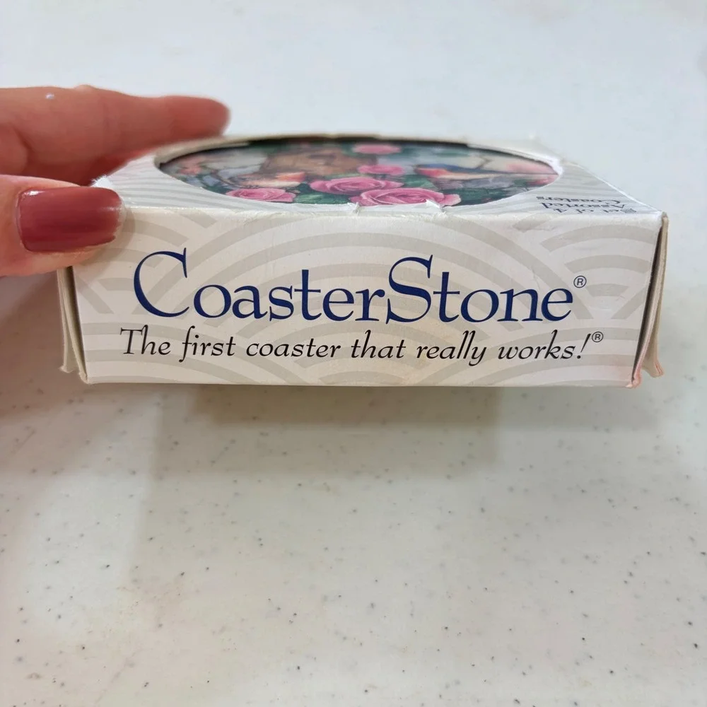 CoasterStone Carolyn Shores Wright Bird Birdhouse Rose Absorbent Coasters Set 4